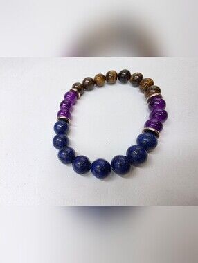 Stretch Beaded Bracelet Lapis Lazuli Amethyst Tiger Eye